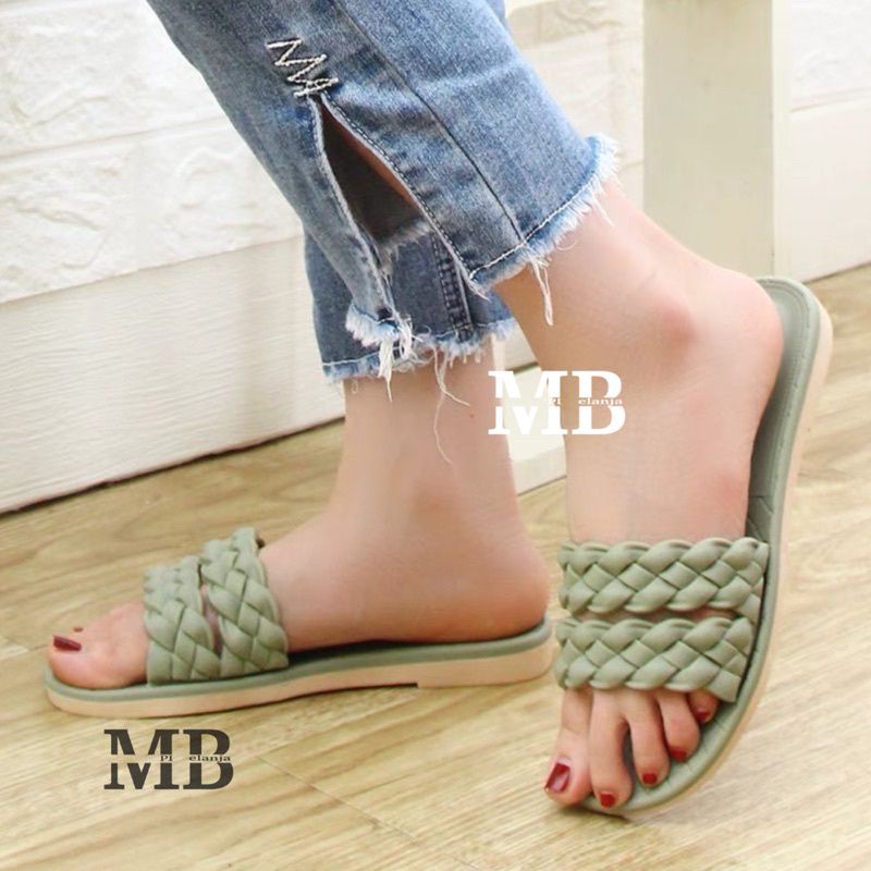 Sandal Slide Wanita Motif Kepang Rambut,Sandal Wanita Motif Jalin,Sandal Import Wanita