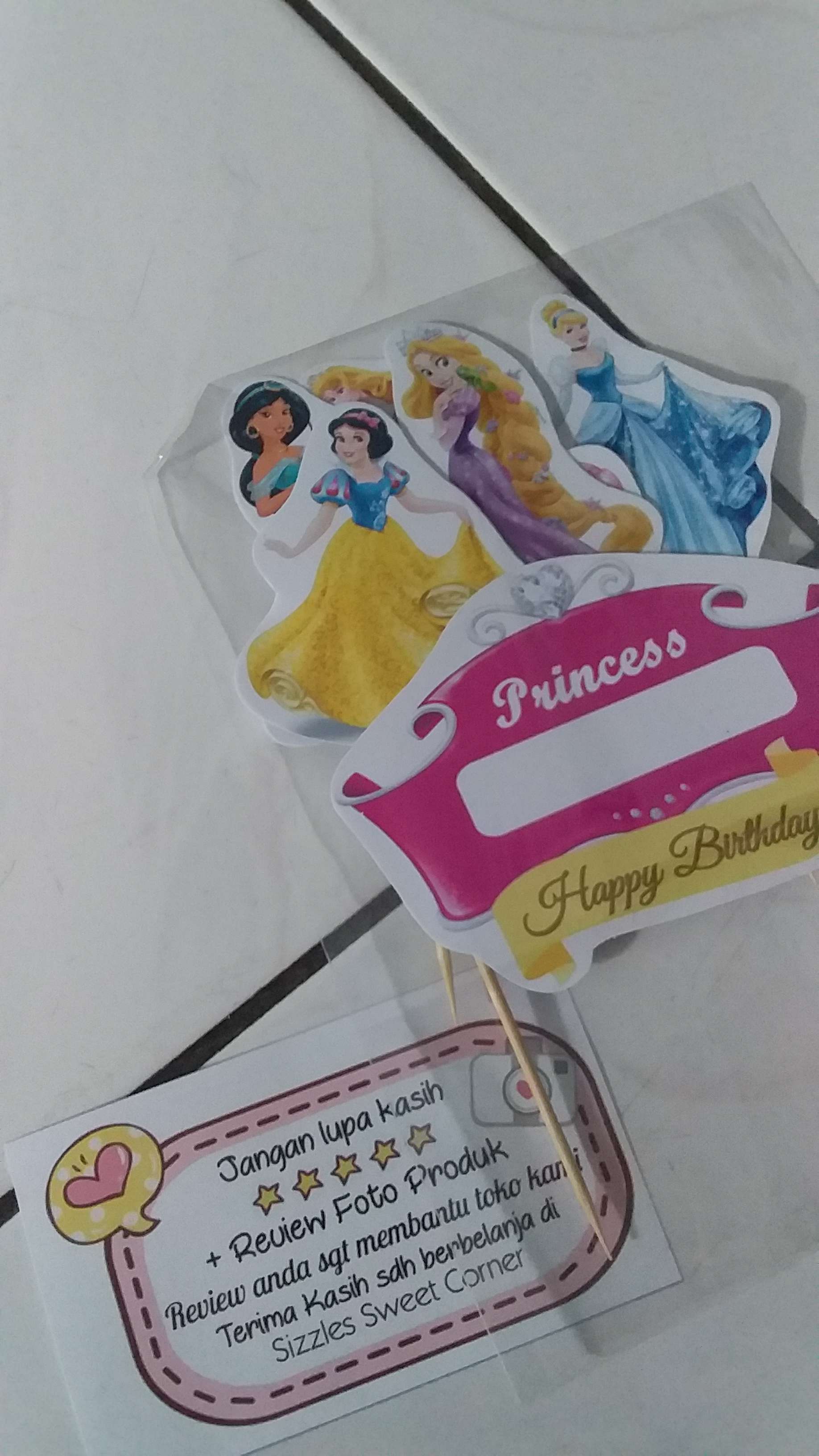 Sk Cake Topper Birthday Disney Princess 1 Set Isi 6 Pcs