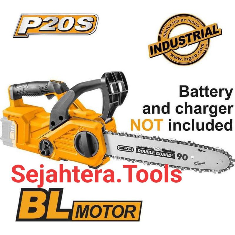 INGCO CGSLI20128 CORDLESS BRUSHLESS MESIN GERGAJI KAYU LISTRIK CHAIN SAW BATERAI 12" 20V CHAINSAW IN