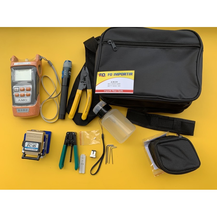 FTTH Tool Kit SET Lengkap OPM VFL Cleaver FO Fiber Optik Toolkit TAS