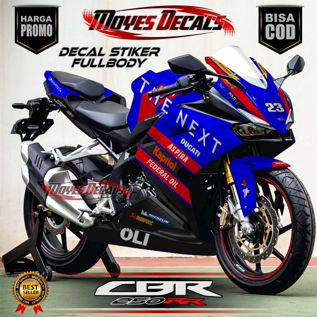 Decal CBR 250RR - The Next Series Warna Biru Hitam