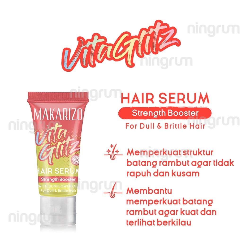 Ningrum - MAKARIZO Vitaglitz Hair Serum Strength Booster | Shine Reflect Enhancer 8mL | Serum Rambut - 6305