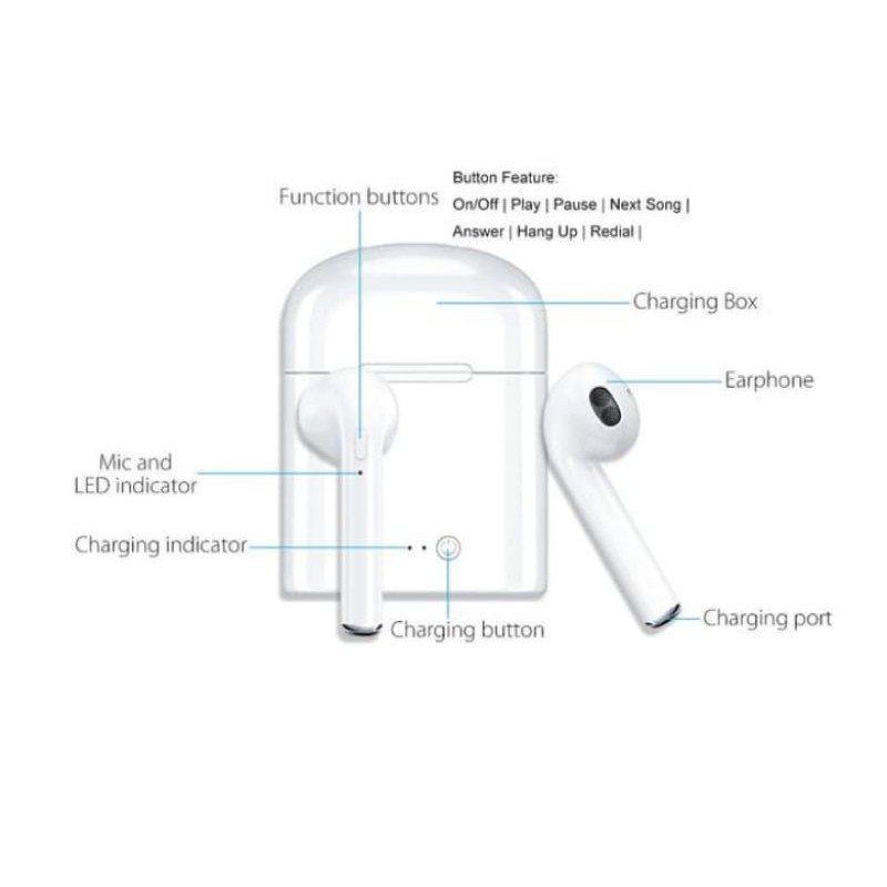 Headset bluetooth i7s tws twins 2 telinga-3