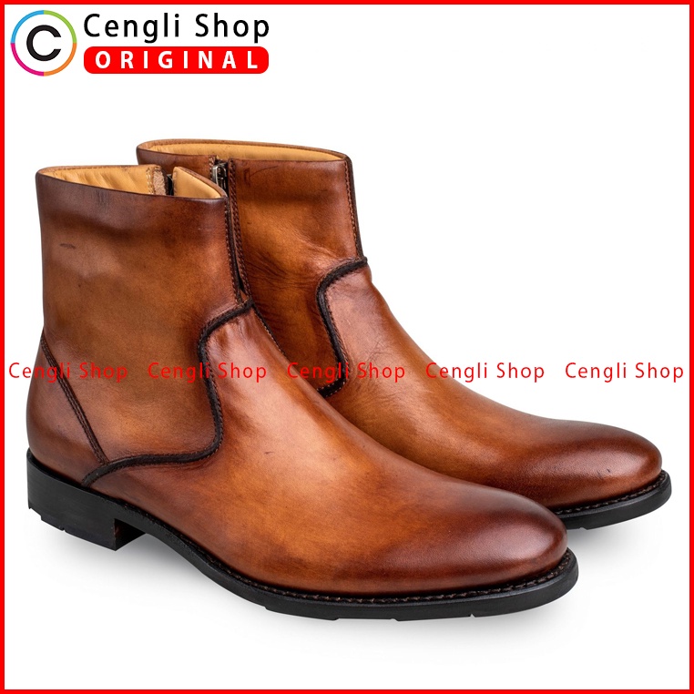 SEPATU BOOT FORMAL PRIA MARIO MINARDI ORIGINAL KULIT ASLI COKLAT MM07