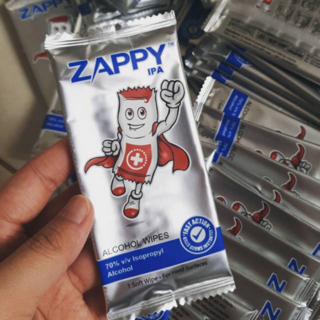 ZAPPY Alcohol Wipes Antibacterial - sachet