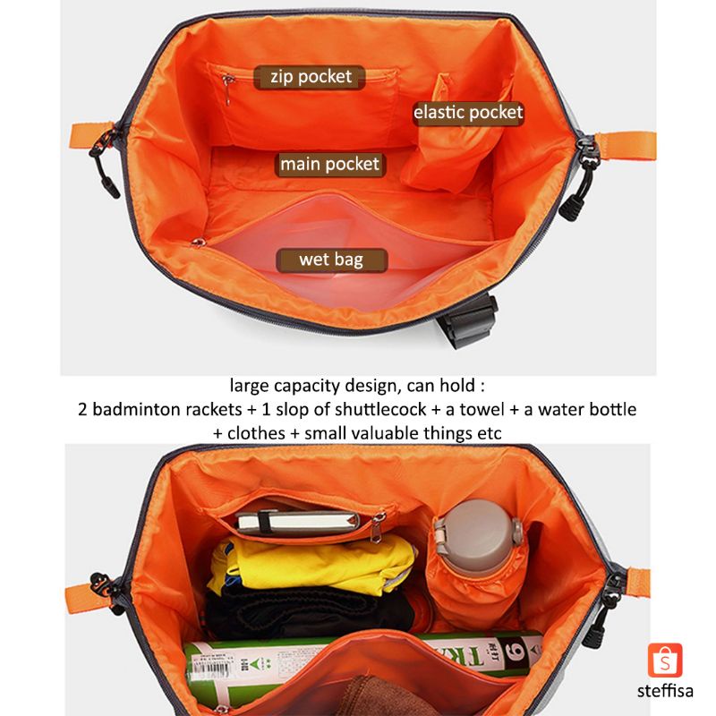 TAS RAKET FUNDNA F711 | olahraga badminton one shoulder casual sports gym bag stylish minimalist original new impor