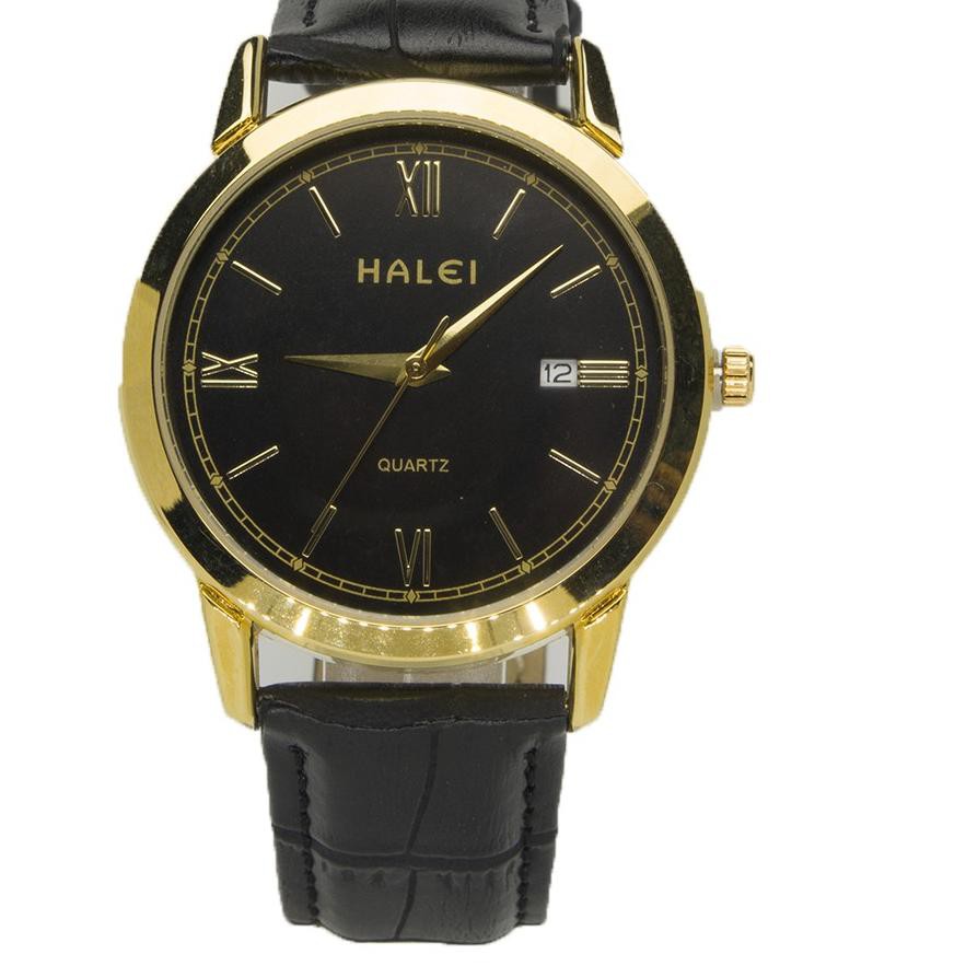 ⒶM.U.R.A.HⒶ Jam Tangan Kulit Klasik Pria Smartlook Gold Romawi Date 530M ⌚