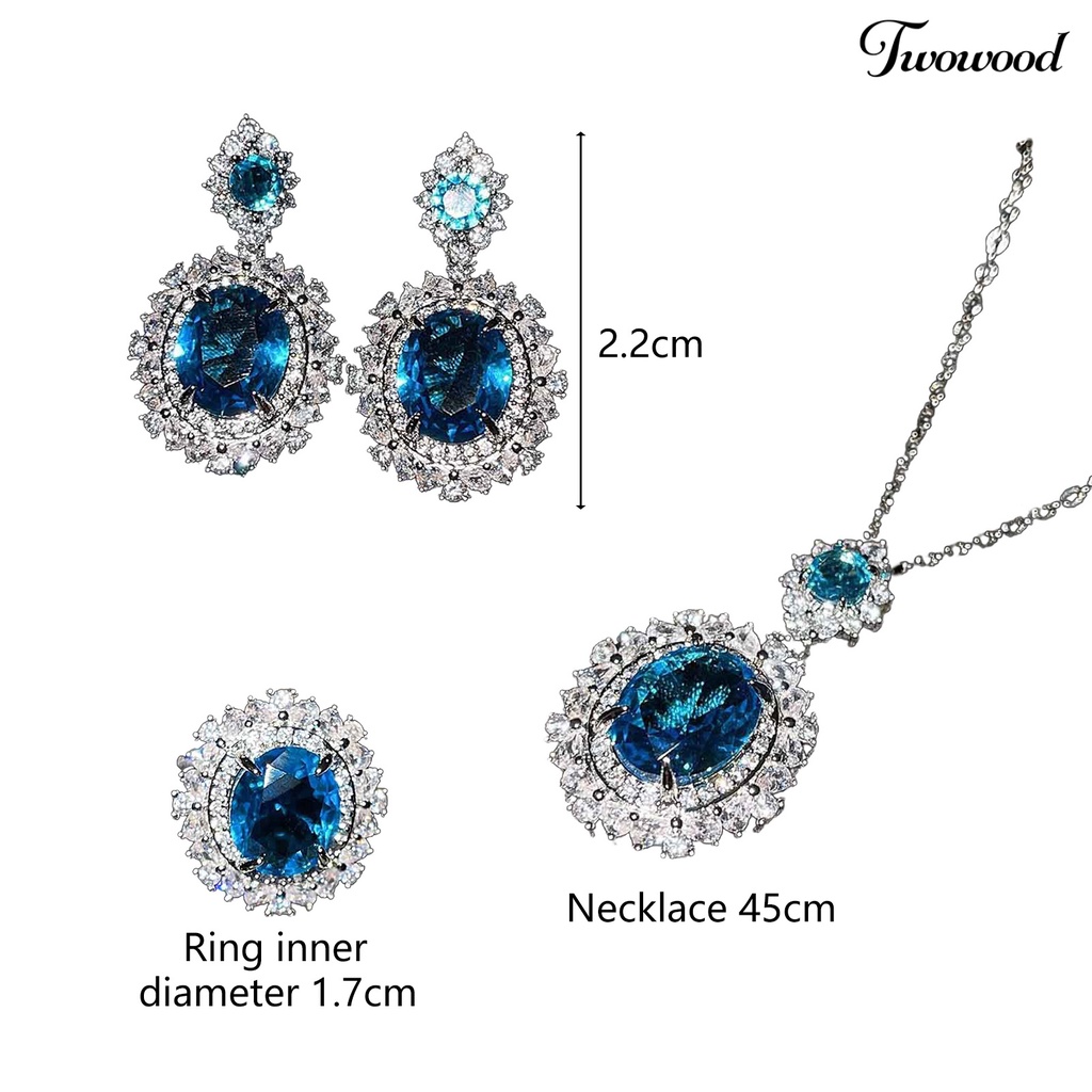 Kalung Anting Dan Cincin Bentuk Bunga Waterdrop Bahan Cubic Zirconia Untuk Sehari-Hari