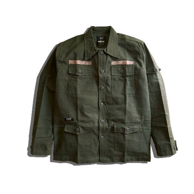 Oversize Trucker Canvas Jacket Army (Free Tshirt)