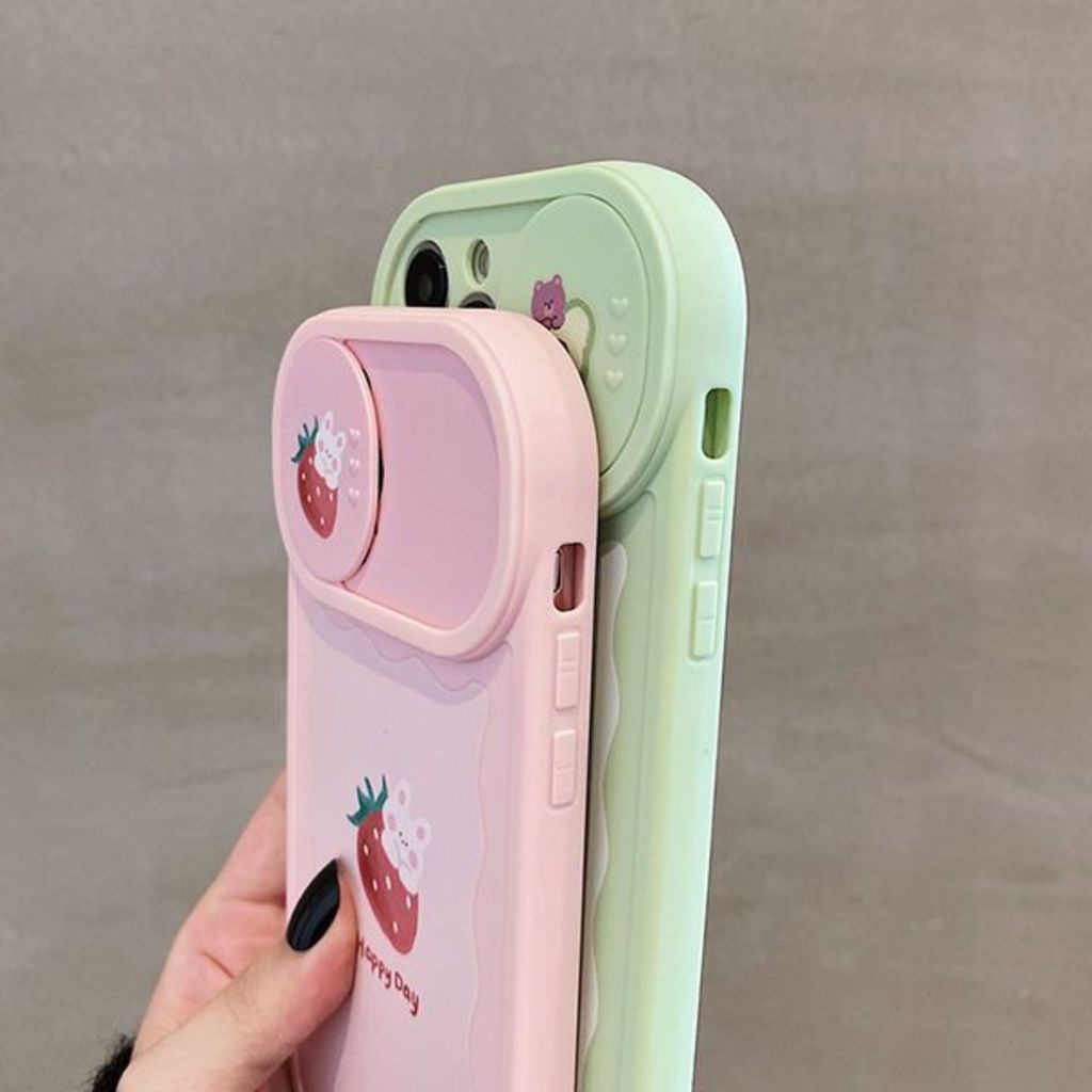 Casing iphone 12 13 11 Pro Max X Xs Max Xr Tko5 Motif Alpukat Strawberry Dengan Jendela Geser