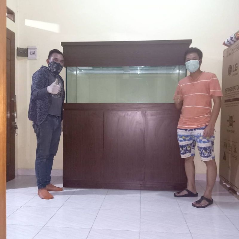 CABINET LEMARI AQUARIUM PANJANG 1.5 METER / 150 CM KACA TEBAL 12 MILI KELAS PREMIUM