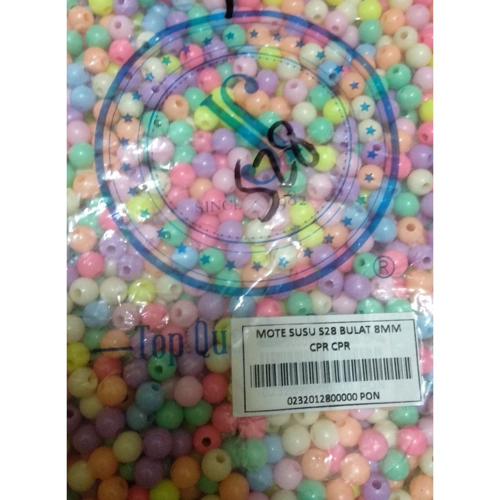 Mote Motif Dop Warna Pastel 8mm 1pon