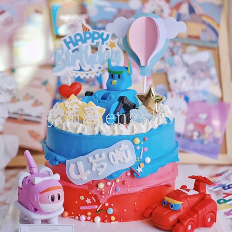 Topper Kue Cupcake Desain Balon Happy Birthday Untuk Dekorasi Baby Shower