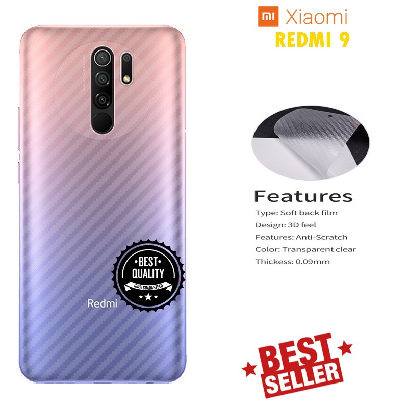 Garskin Carbon Xiaomi Redmi 9 Skin Back 3D Anti Gores Anti Jamur