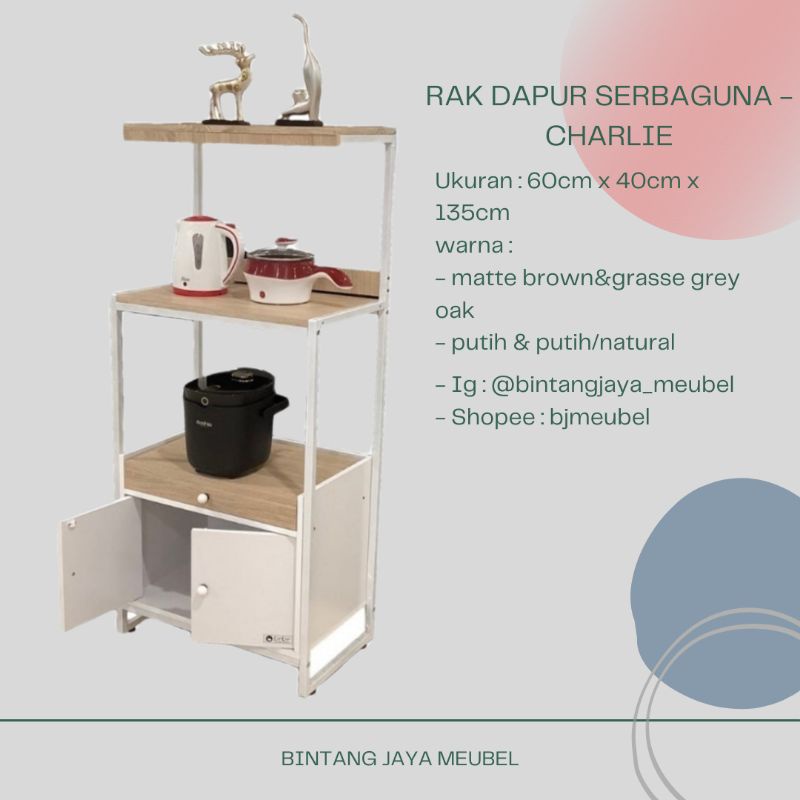 Xavier Home Decor Rak Dapur Serbaguna Multifungsi CHARLIE WHITE - KIRIMAN CARGO