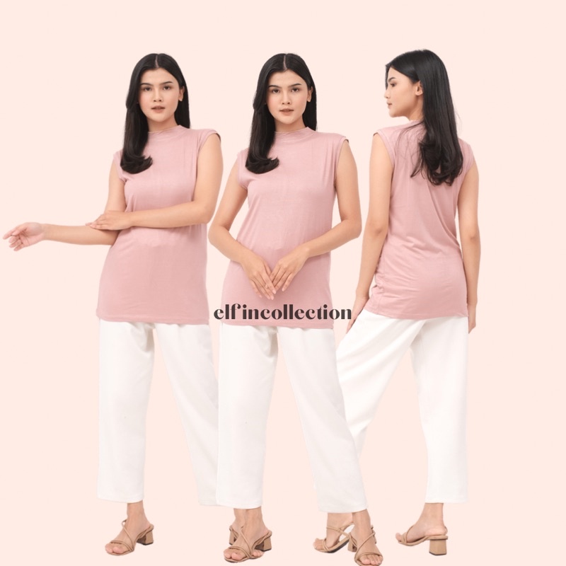 Manset Baju Kutung Turtleneck | Inner Tanpa Lengan Kaos Rayon Premium | Manset Dalaman Wanita Kutung Adem Strech Antibau | Manset Yukensi | Manset Lekbong