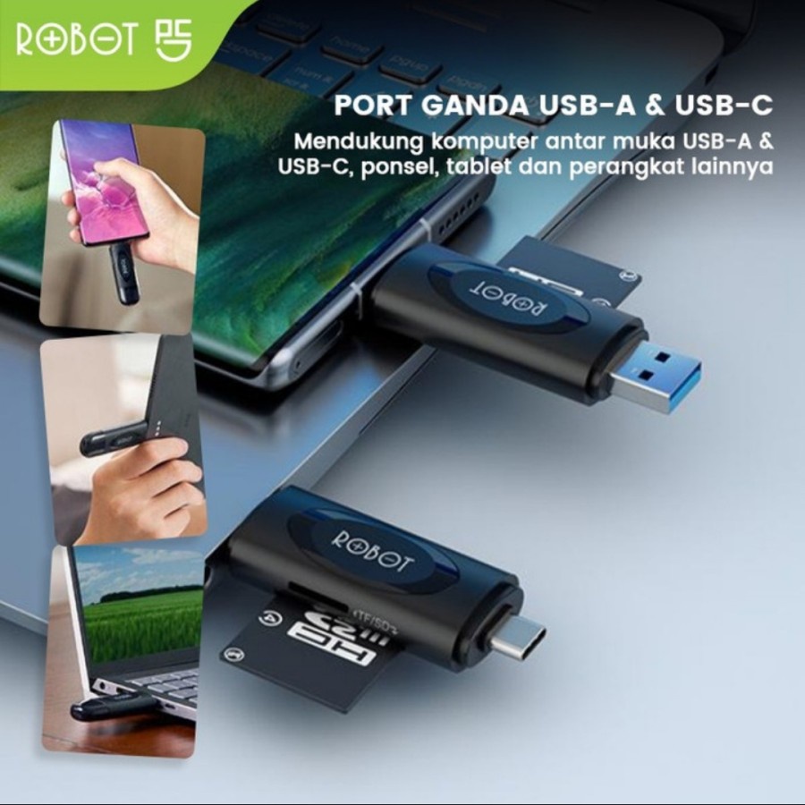 Card Reader CR302 2 in 1 USB 3.0 to Type C OTG Black