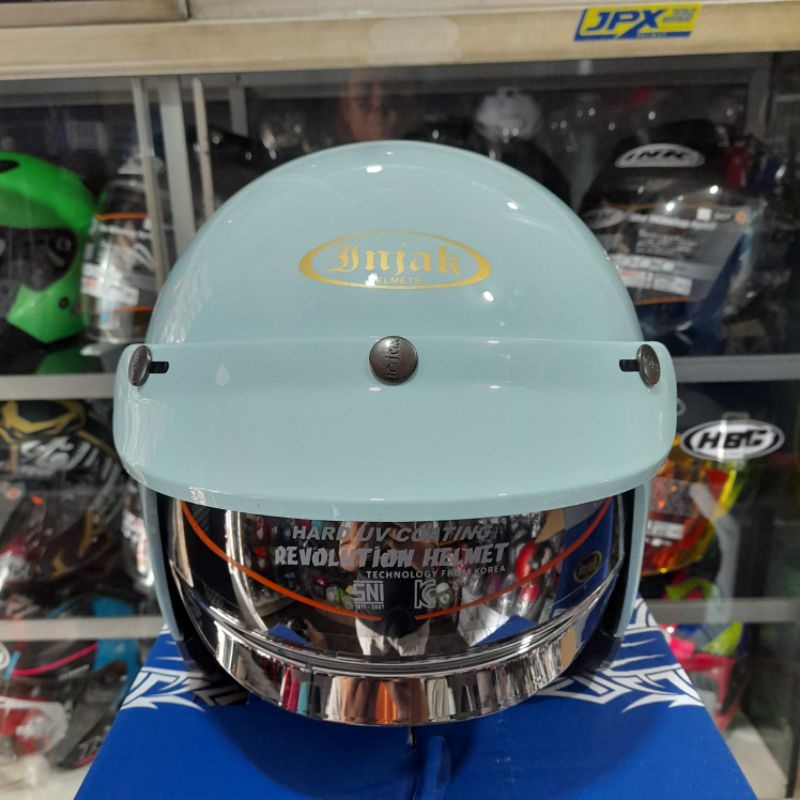 Jual Helm Injak Retro Solid Mint Glossy Bogo Classic Shopee Indonesia