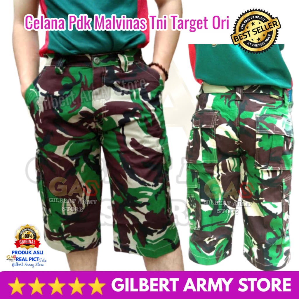 Celana Loreng Target Original Malvinas Tni Cargo Pendek Pria Terbaru GILBERT ARMY STORE size 28-38 Camo Tentara