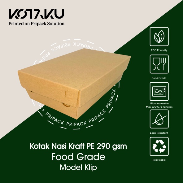 (OMOY) Paper Lunch Box / Kotak Nasi Kertas Kraft Coklat Foodgrade Laminasi
