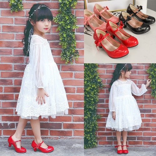 [Brandedbaby] 27-35 SEPATU PESTA ANAK PEREMPUAN / SEPATU HAK TINGGI ANAK HEEL SHOE MERAH PINK HITAM