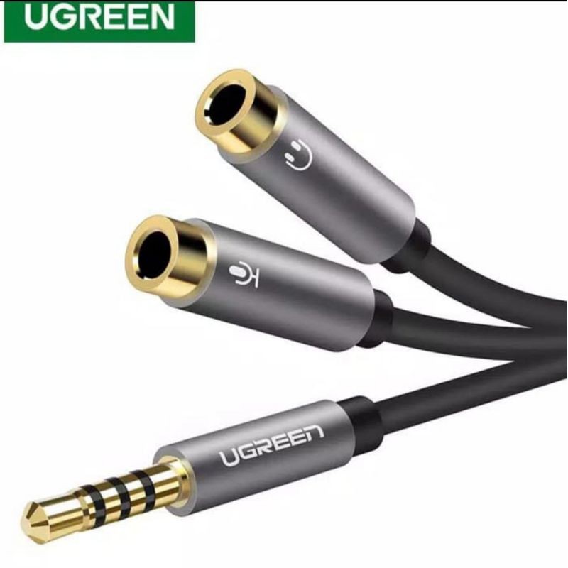 Ugreen Kabel Audio Mic Splitter Y Adapter Kabel Aux 3.5mm Splitter Mic &amp; Earphone