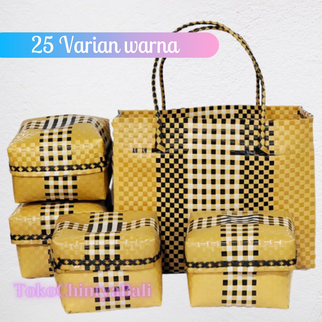 Tas Keben set 4 Bahan Plastik Strapping, Ukuran Anak Keben 18cm x 18cm