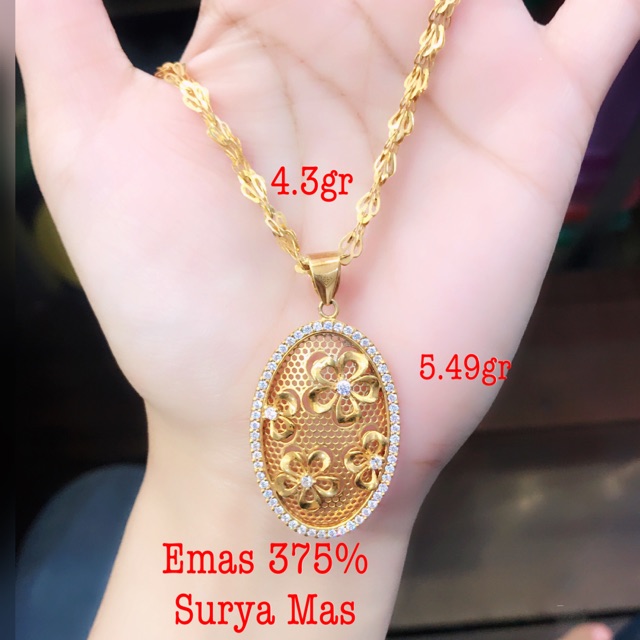 Kalung dan liontin emas 375%
