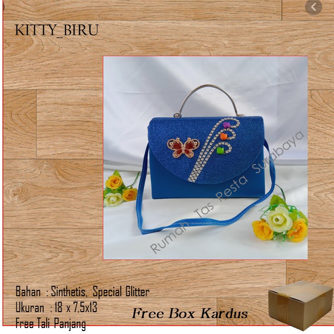 Tas Unik,Tas Elegan ,Tas Slempang,KITTY_BIRU