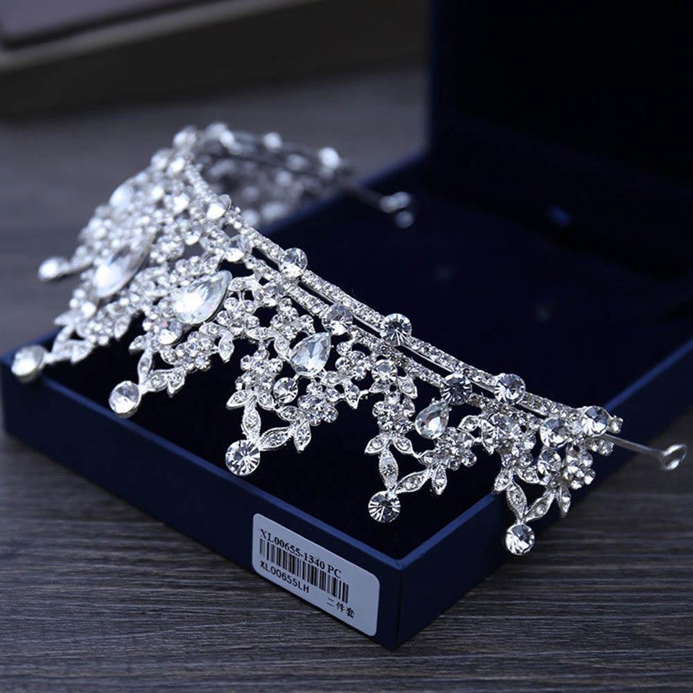 Agustina Tiara Mewah Bling Pengantin Kristal Berlian Imitasi Hiasan Kepala Perhiasan Headband