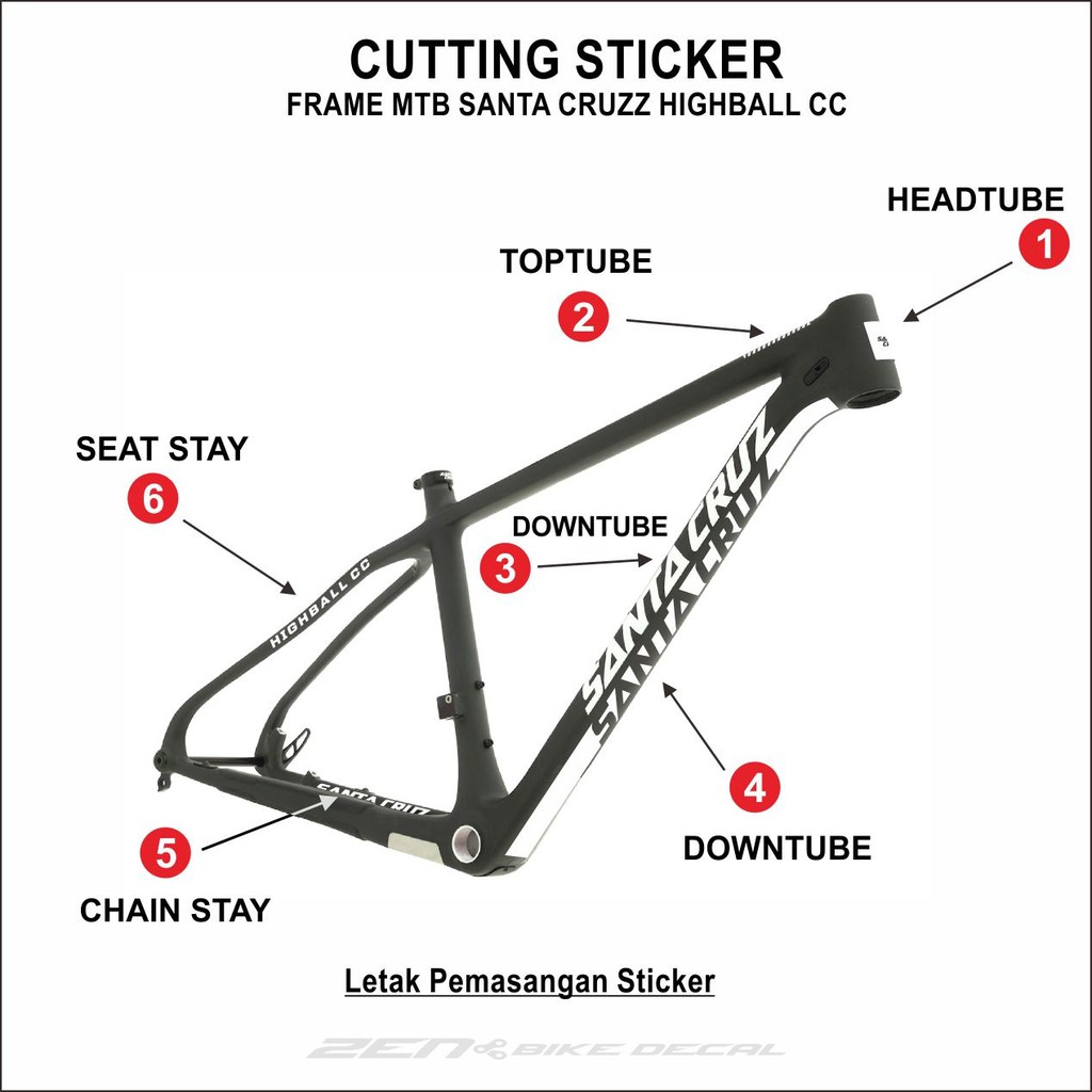 STICKER FRAME SEPEDA MTB MOTIF SANTA CRUZ