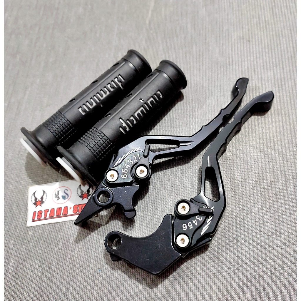 Handle Rem Kopling Variasi Tiger , sonic , CB150 , CBR ,CBR 150R , Verza , GL pro + Grip domino sisik/hitam