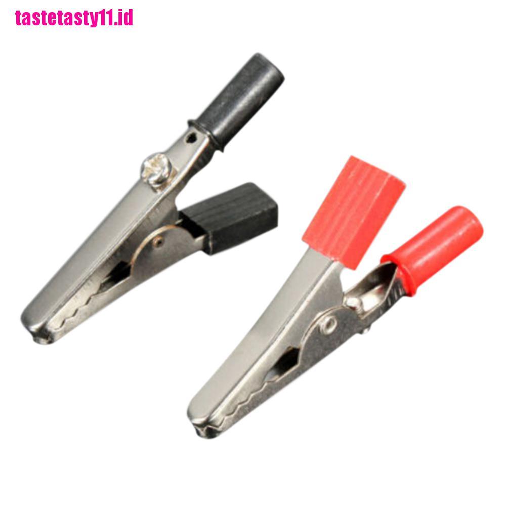 【TTID】2Pcs Red Black Alligator Clip Clamp to 4mm Banana Female Jack Test Adapte