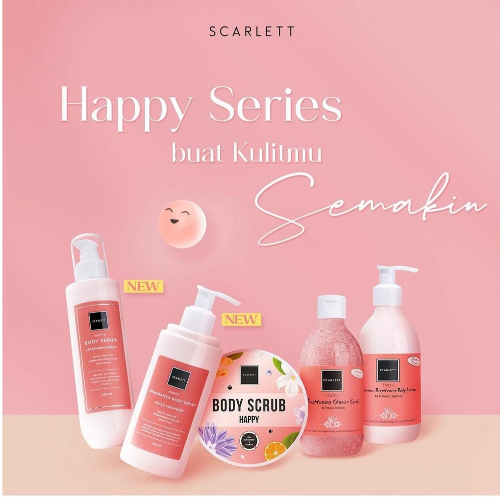 [READY] SCARLETT Whitening Happy Series - Paket Perawatan Badan Scarlett 5in1 - Original Scarlett Ha