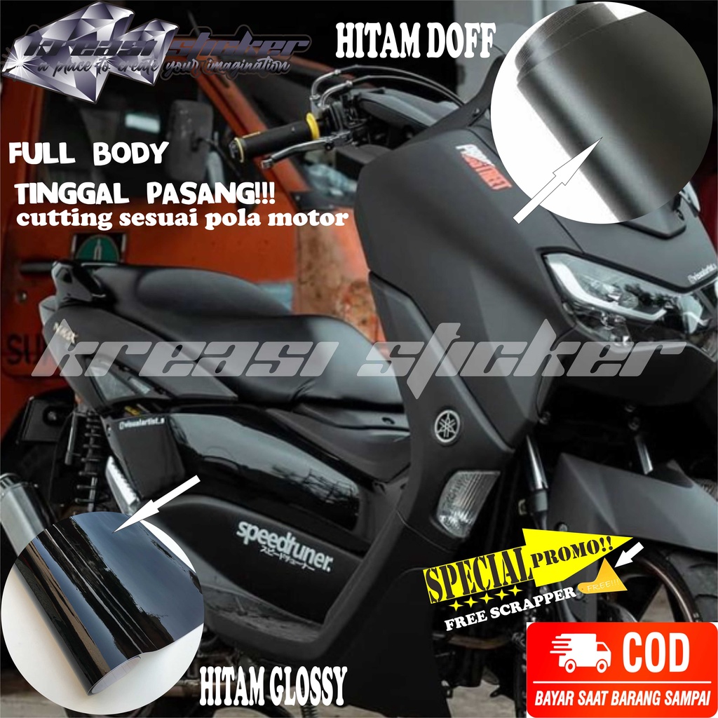 DECAL STIKER MOTOR NMAX POLOS WARNA HITAM DOFF GLOSSY BAHAN PROFIX DAN ORACAL CUTTING SESUAI POLA