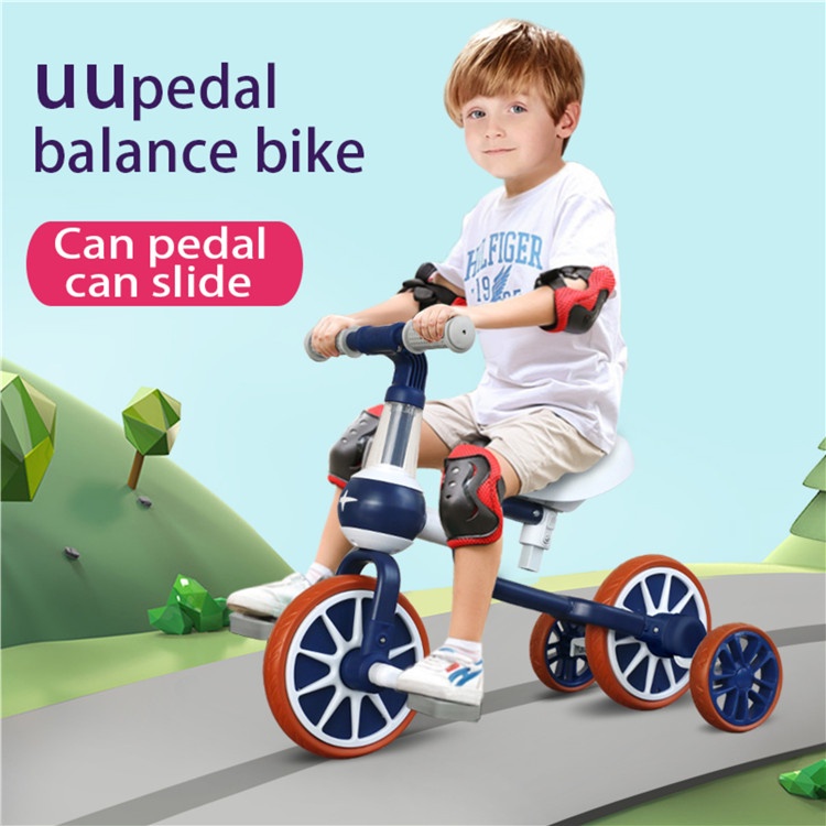 Sepedah anak warna dark blue Sepeda keseimbangan kids Balance bike Speda roda 4 in 1 murah Balanced