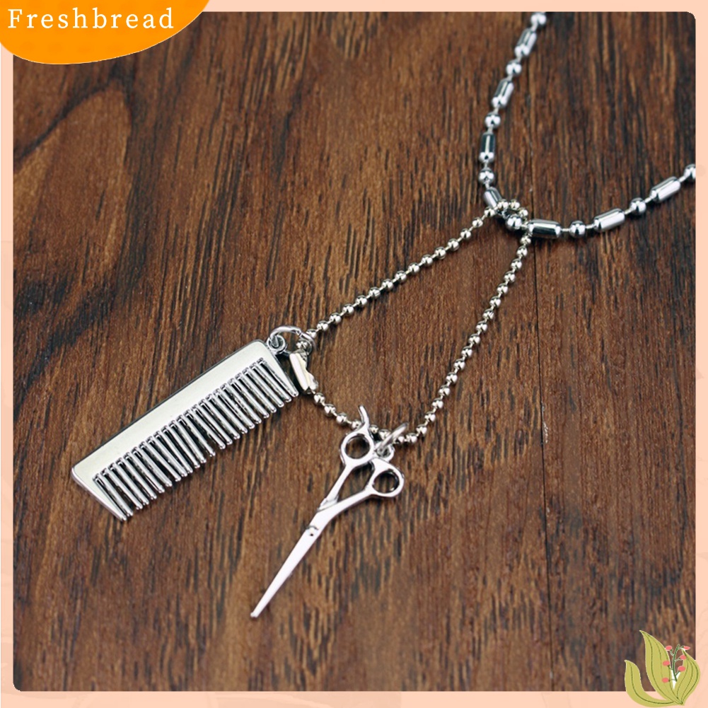 [TERLARIS]Unisex Hair Dryer Scissors Comb Pendant Chain Necklace Barber Kit Hairdresser Gift