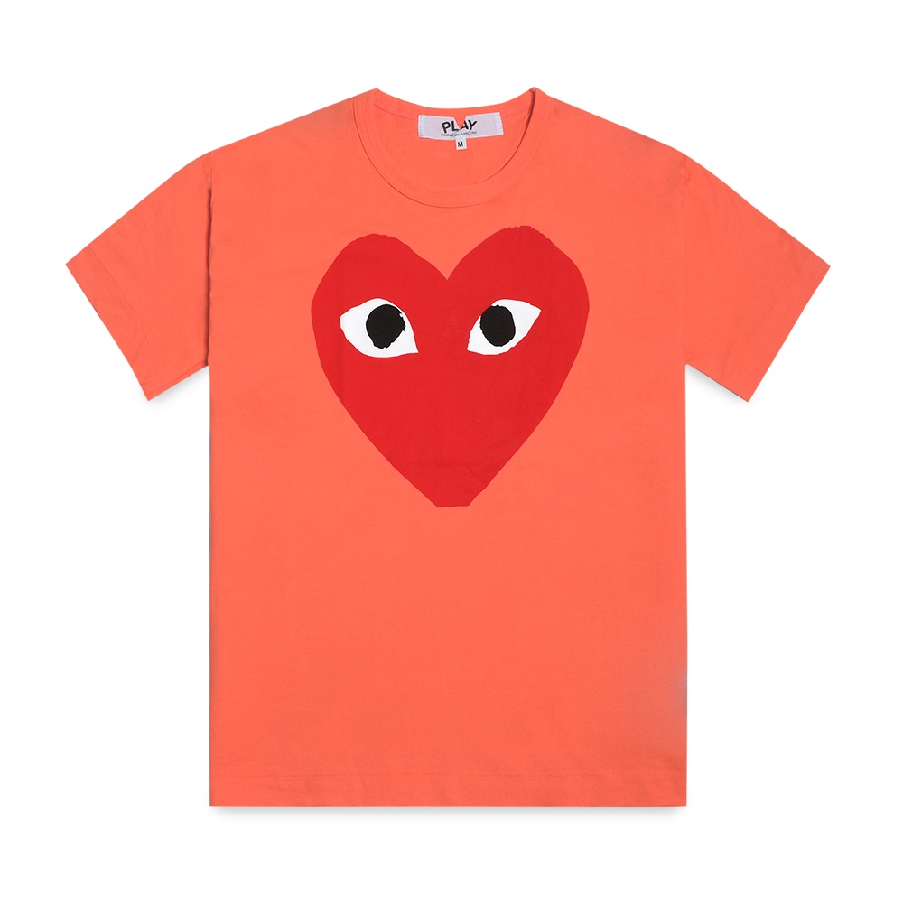 CDG Play Red Heart T-Shirt Orange