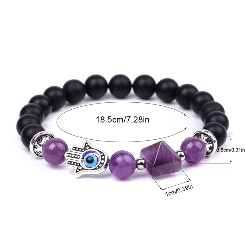 Gelang Manik-Manik Batu Alam Chakra Hamasa Rose Quartz Amethyst Tiger Eye Evil Eye Untuk Yoga