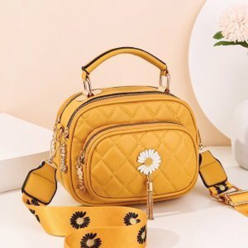 SG1237 syafnigalery sling bag impor motif bunga matahari mini 7445