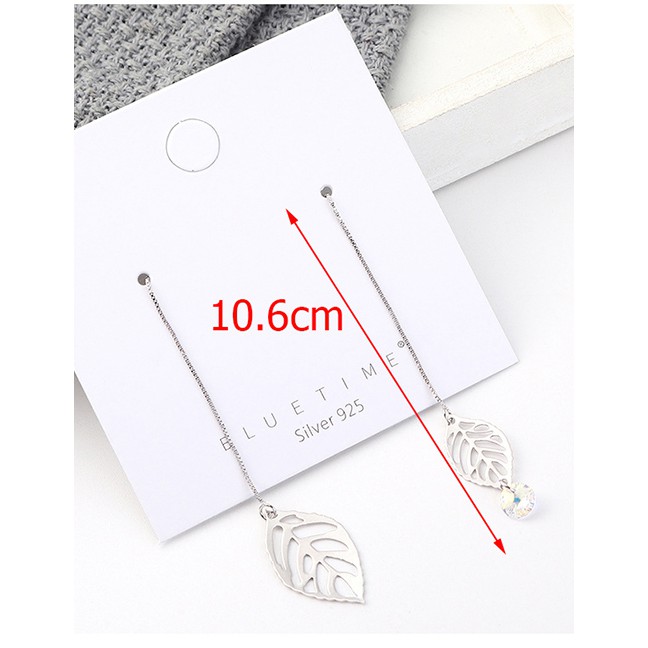 LRC Anting Tusuk Fashion Platinum Plated Gold Cutout Leaves S925 Silver Needle Earrings Y62743