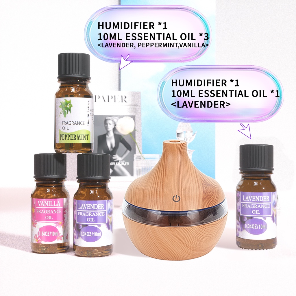 100% ORI Humidifier Diffuser Aroma Diffuser 300ML Oil Diffuser Aroma Terapi Pengharum Ruangan-Light Wood