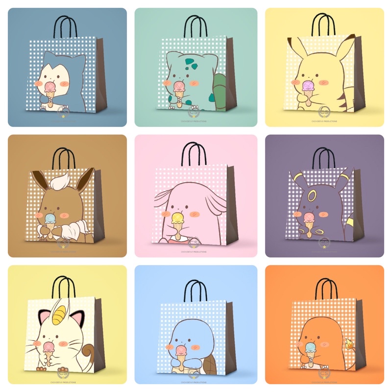 

Paper bag pikachu Pokemon Goodie bag Tas kado Tas kertas Hampers ultah Shooping bag