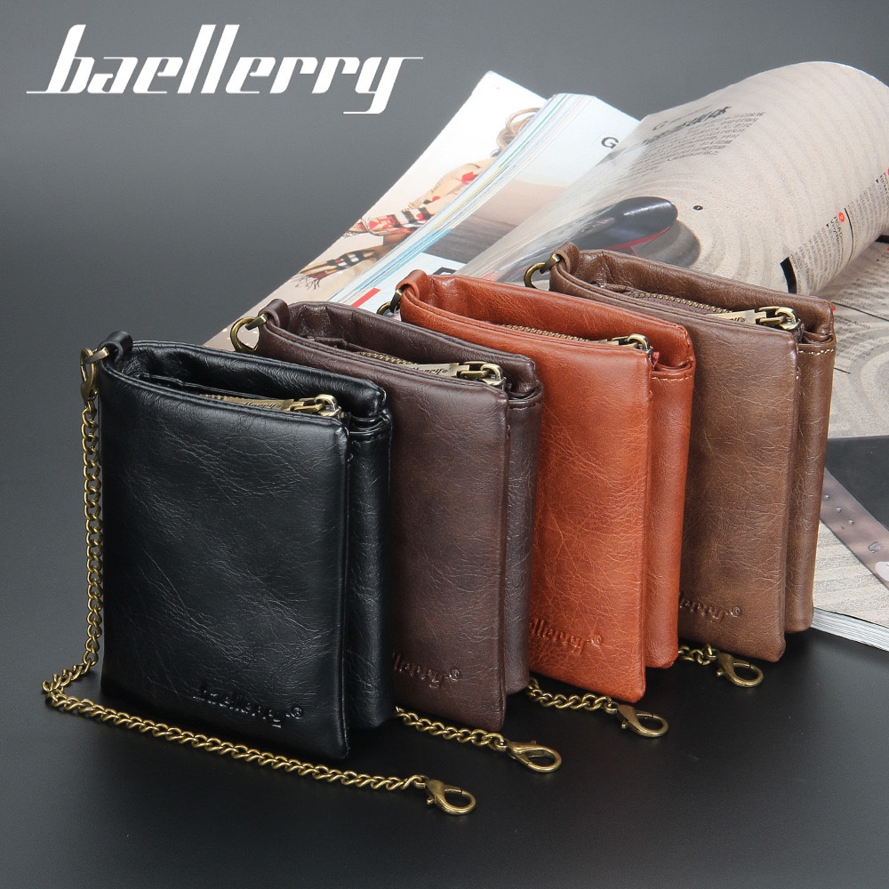 ORIGINAL BAELLERRY D3232 DOMPET TIGA LIPATAN DENGAN RANTAI KULIT SINTETIS