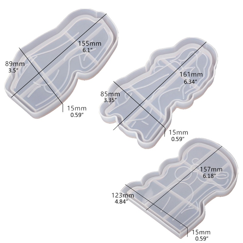 SIY  Plate Mirror Tray Silicone Mold Beauty Tray Mold Serving Board Silicone Mold for Epoxy Resin Casting