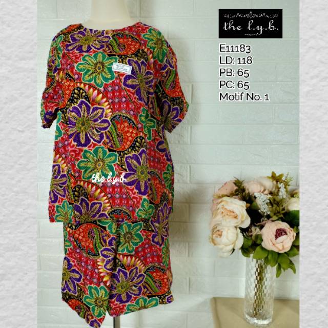 Daster Setelan Kulot Pendek Batik Kencana Ungu E11183