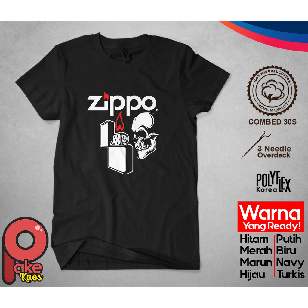 Kaos Distro Kaos Custom Kaos Cowok Kaos Lengan Pendek Kaos Zippo Cotton Combed 30s Shopee Indonesia