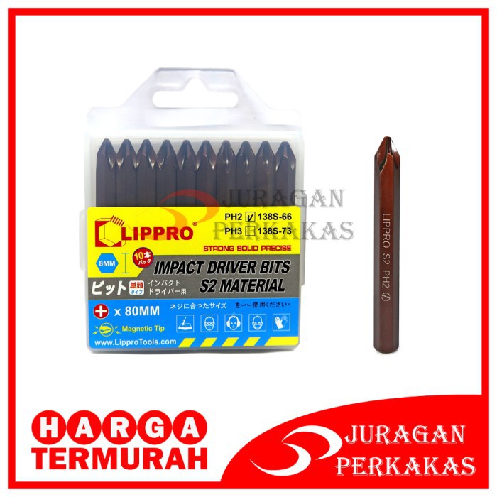 LIPPRO PH2 SATUAN MATA OBENG KETOK PH 2 PLUS GETOK IMPACT DRIVER BITS