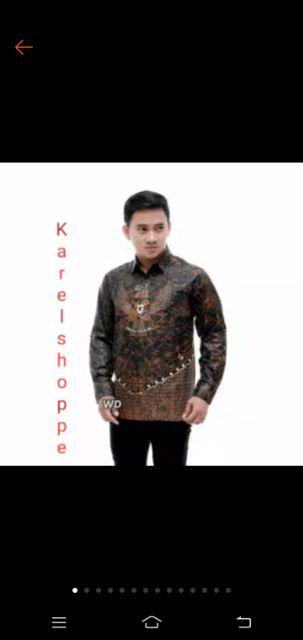 Kemeja Batik Lengan Panjang 021 Megamendung Merah Batik Hrb026 Batik Murah Seno Sogan Padi Manggar