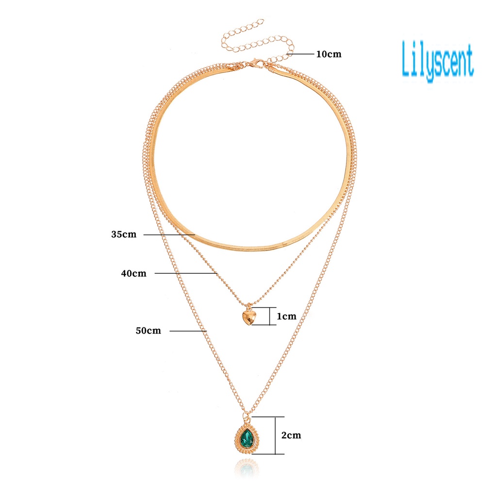 Kalung Rantai Multilayer Adjustable Dengan Liontin Hati Untuk Wanita